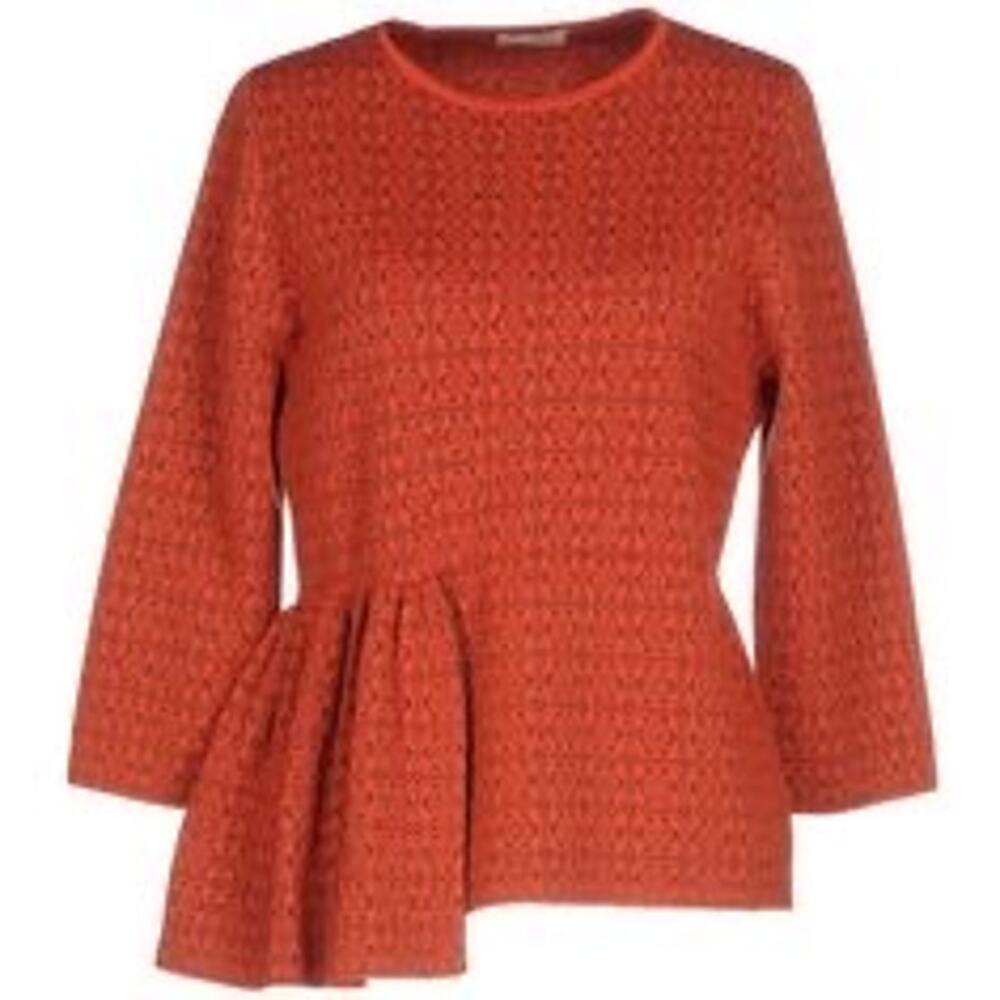 Dries Van Noten Burnt Orange Knit Sweater with Metallic Accent Top Sz XS